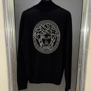 Versace Black and White Medusa Crewneck Sweater